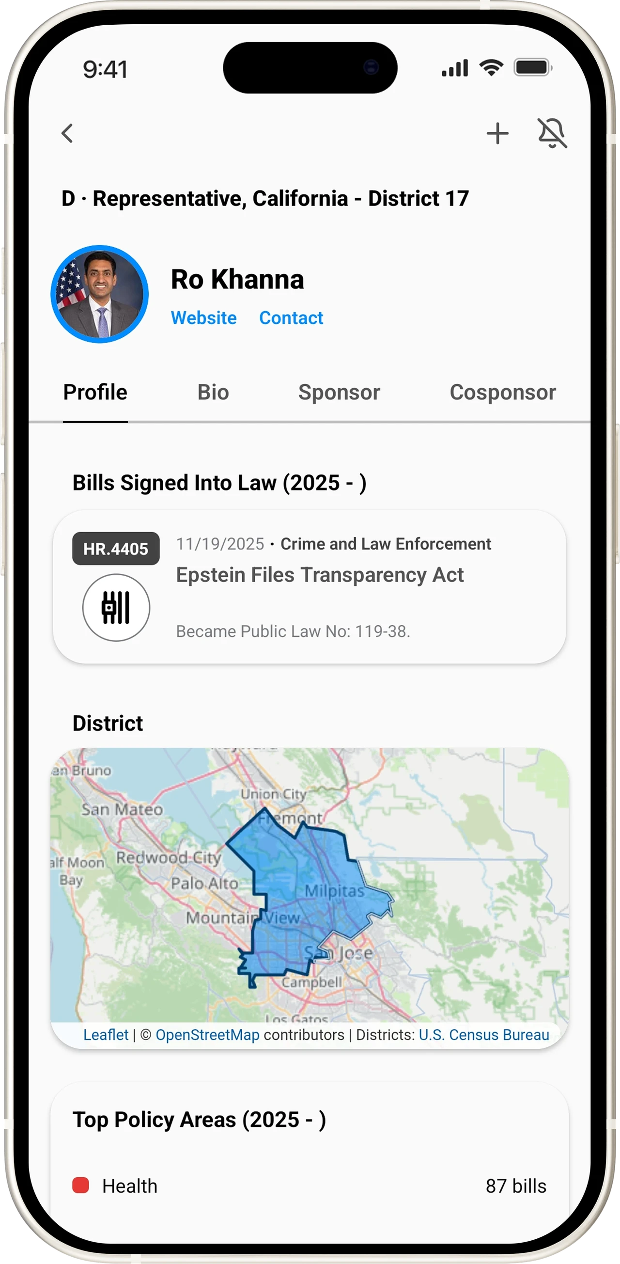 Unum app screen: Member Profiles